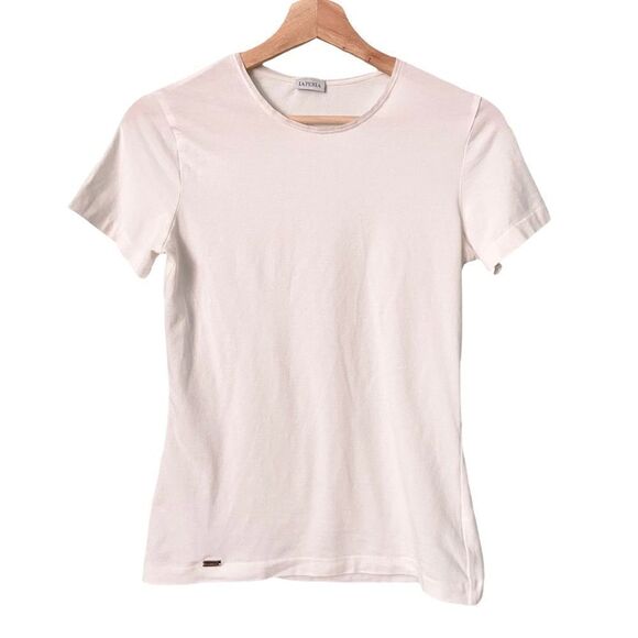 La Perla White Round Neck Basic Short Sleeve Top in Size Small - Picture 4 of 9